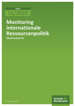 Publikationscover: Grüner Hintergrund, auf dem im oberen Drittel der Titel "Monitoring internationale Ressourcenpolitik" steht.