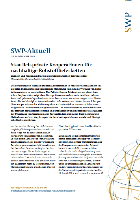 Staatlich-private Kooperationen für nachhaltige Rohstofflieferketten